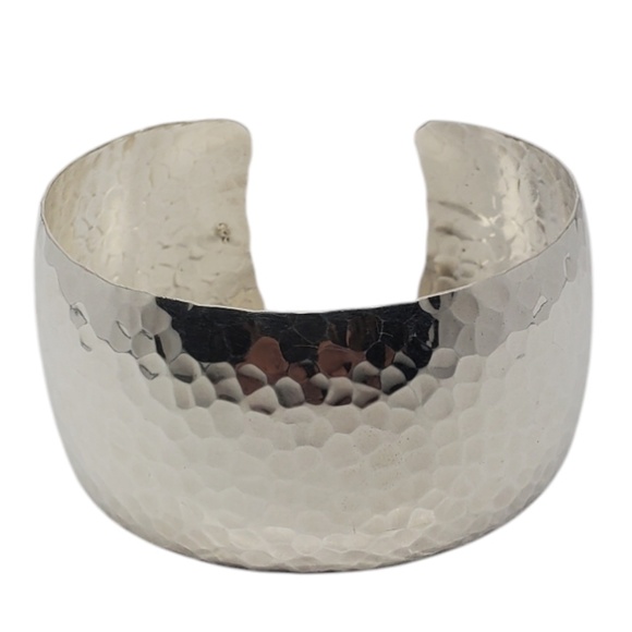 Sterling Silver Wide Hammered Cuff Bracelet # 20761 - Picture 1 of 11
